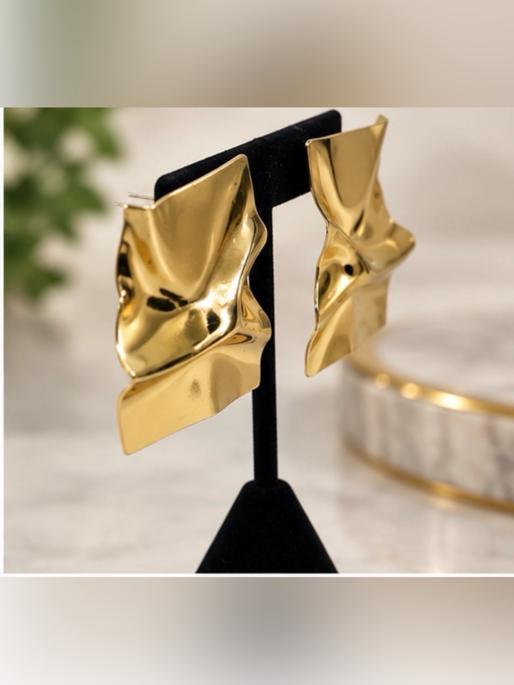 Wolf & Badger Gold Sculptural Statement Earrings
